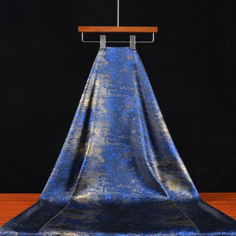 Home Textiles & Decorations - Retro blauwe, vergulde stof met een